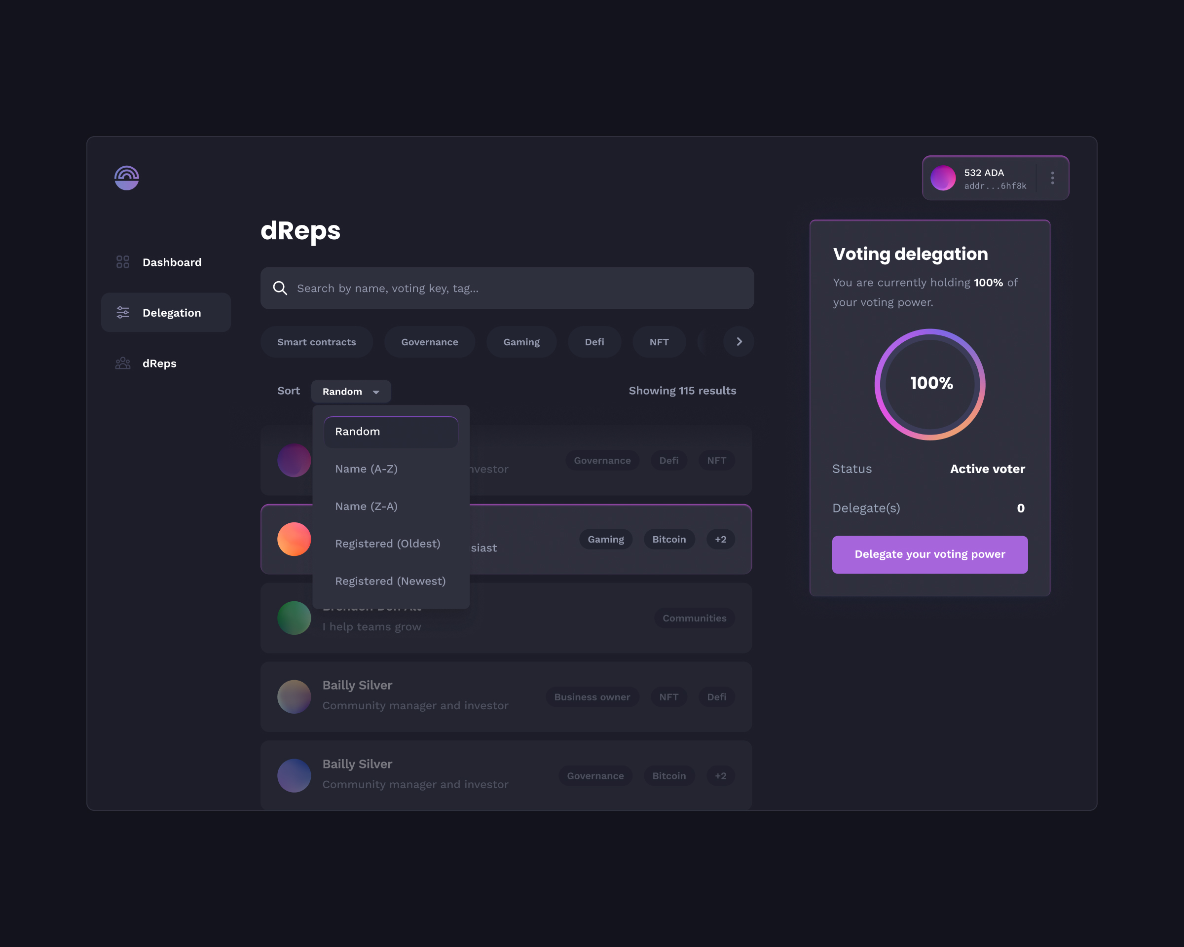 dRep viewing and selection screen