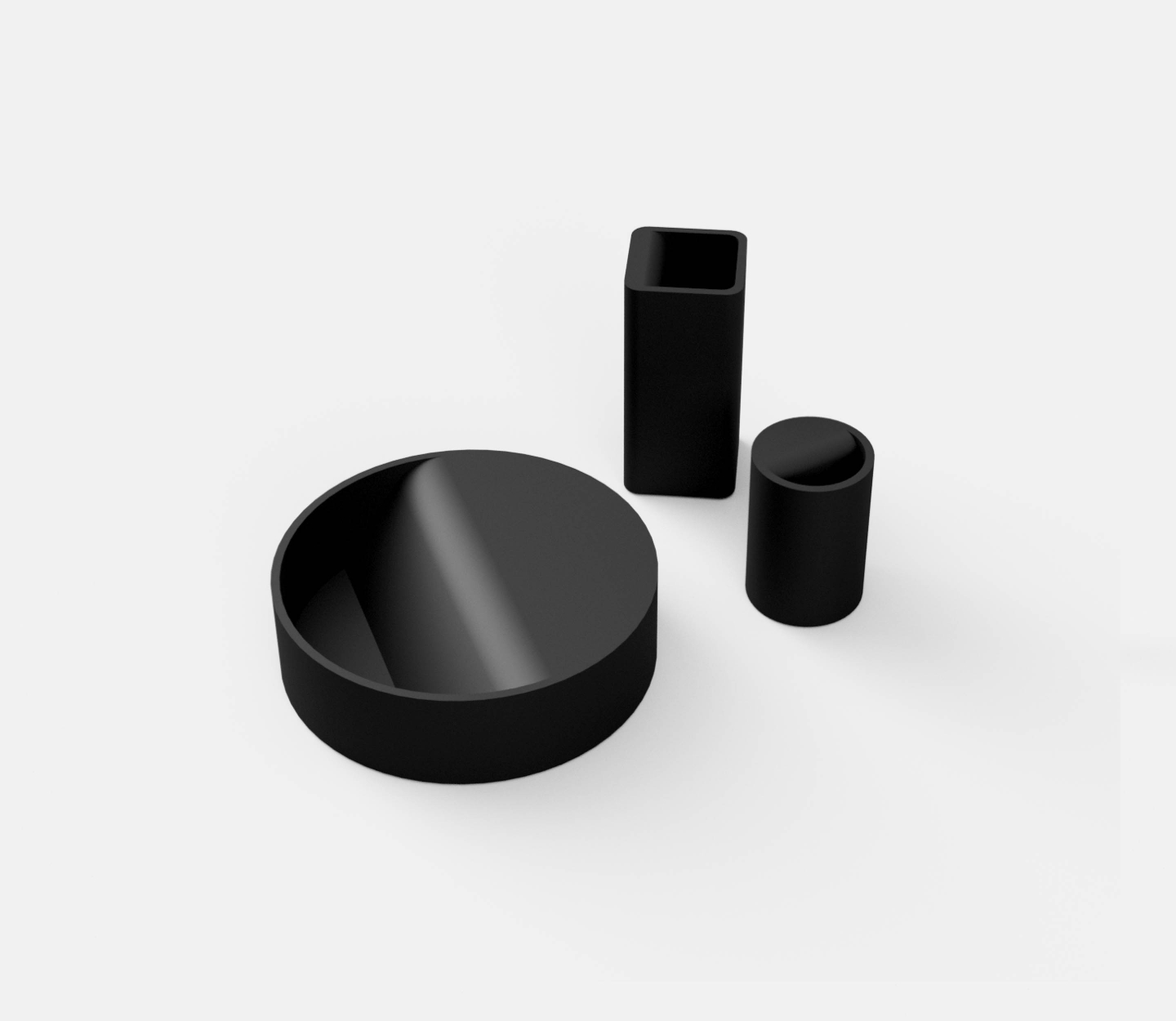 Angled view of 3D rendered lean objects