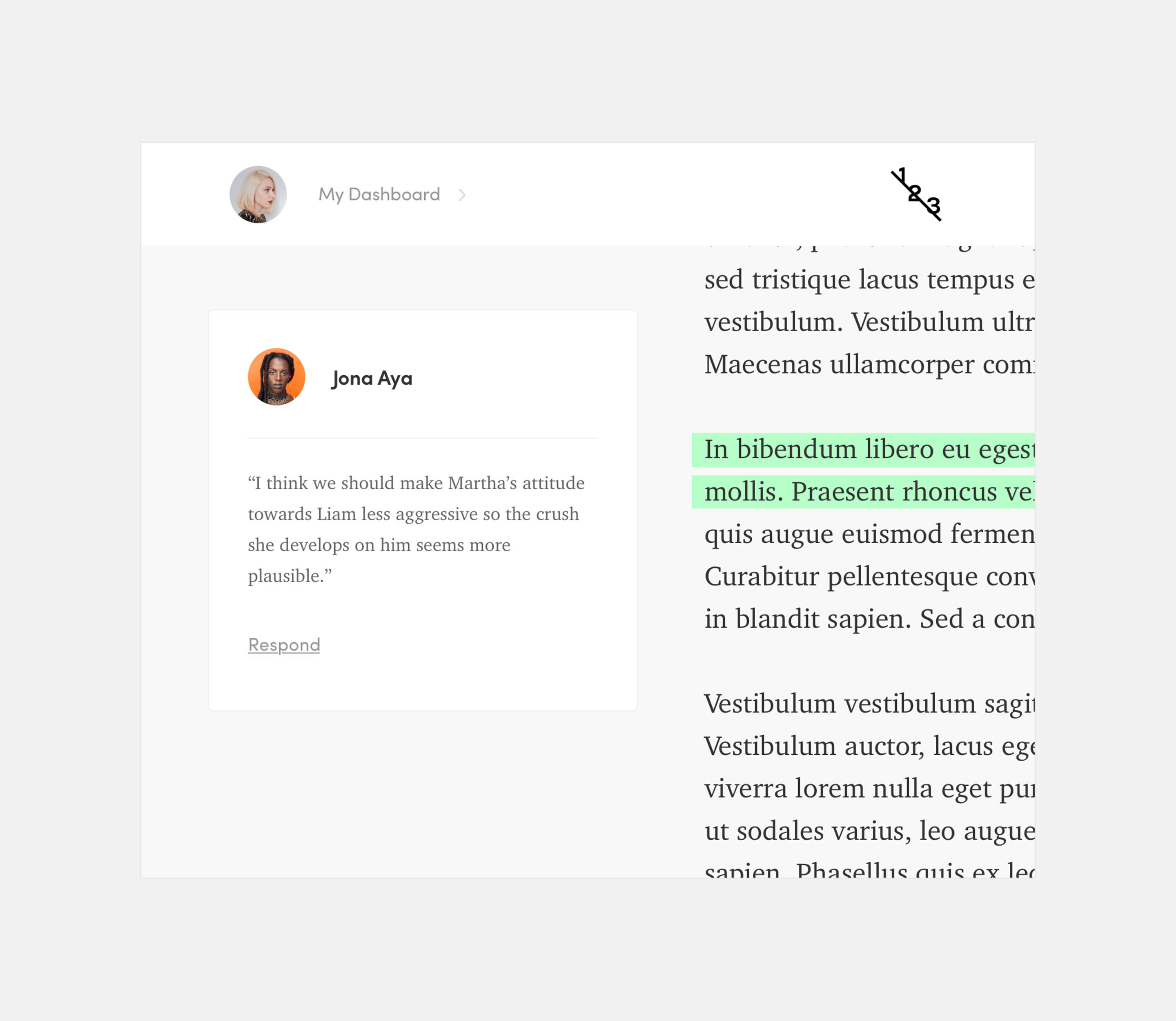 123 highlighted text feature