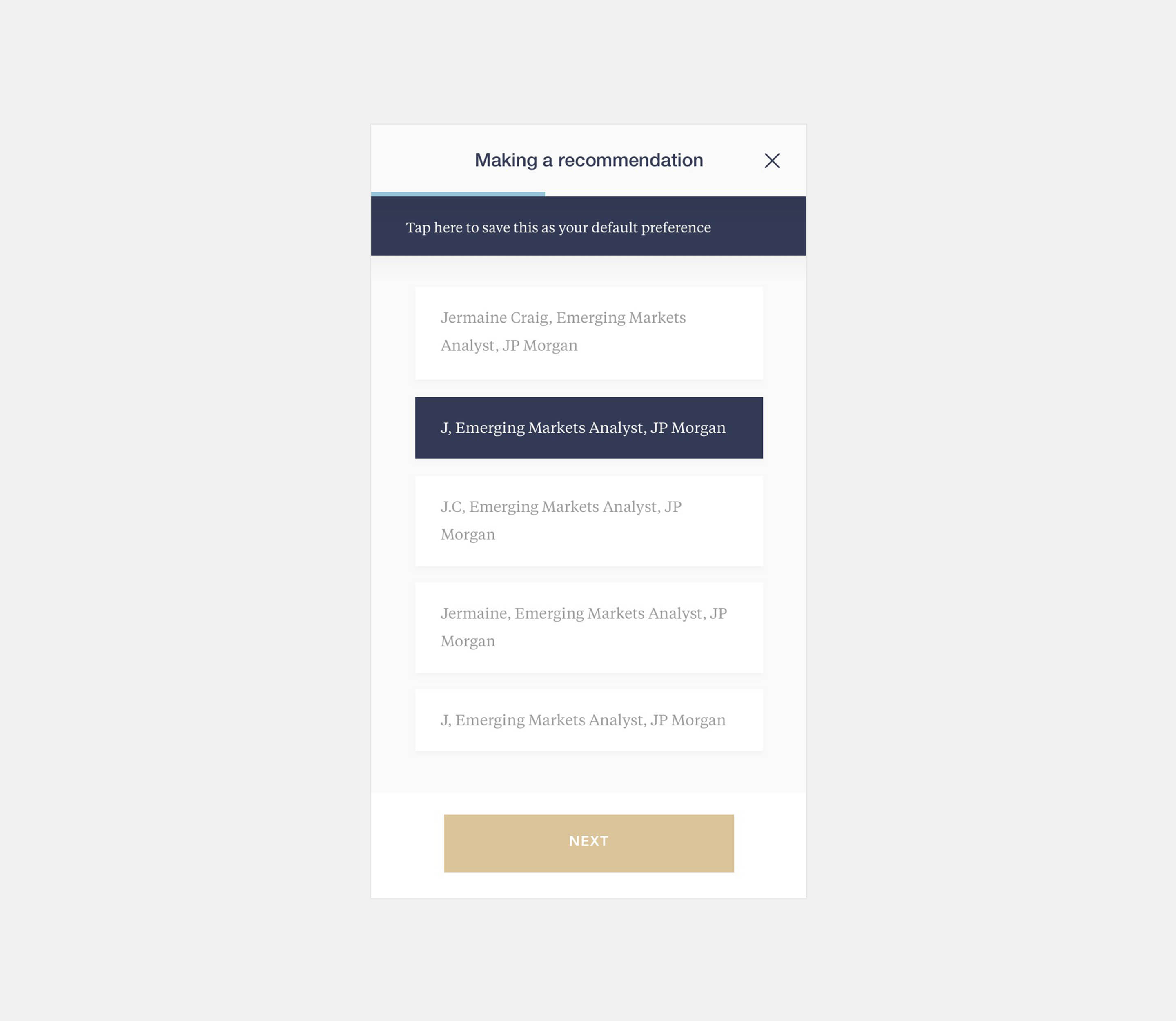 Type assistant providing save option