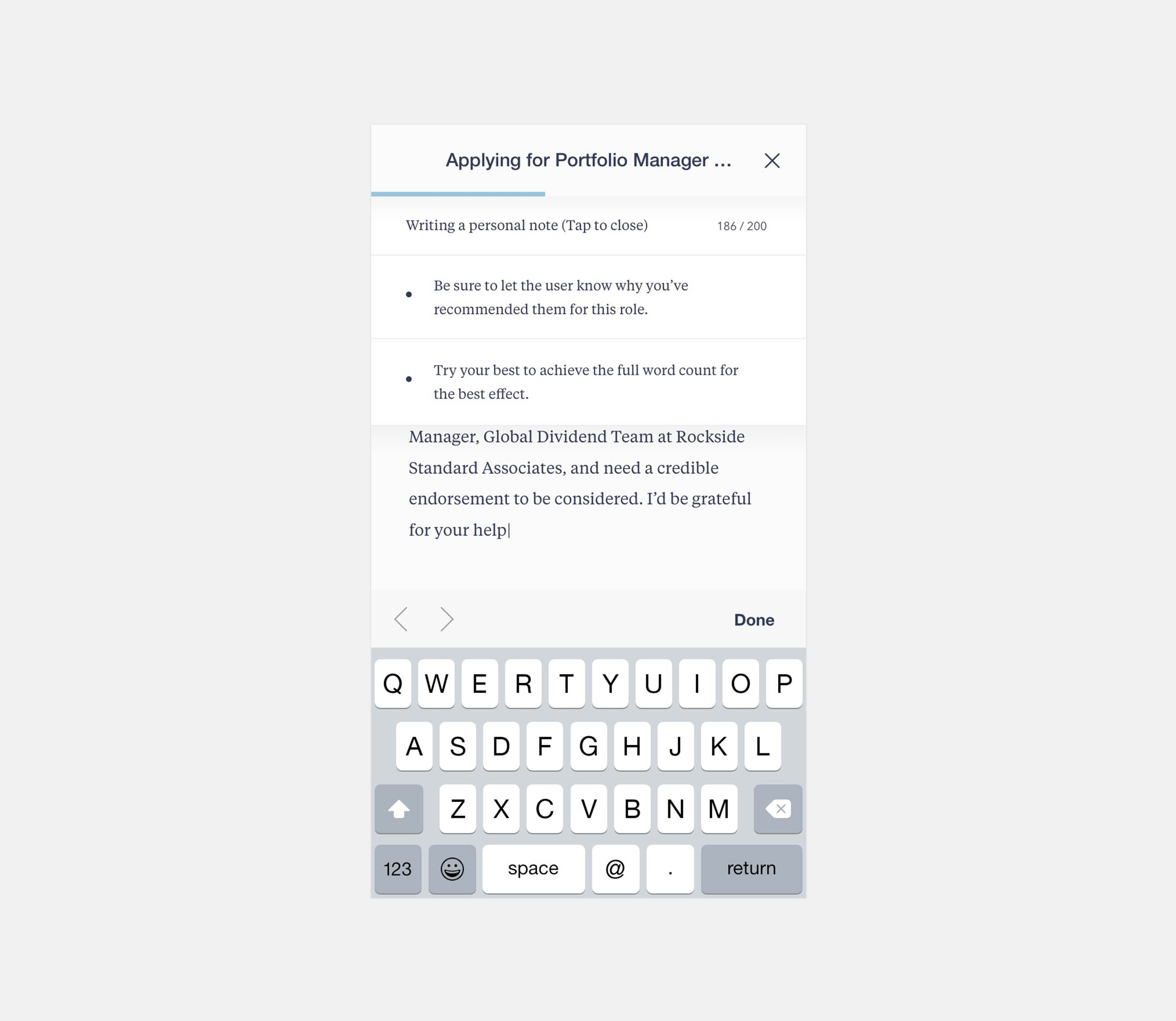 Type assistant in an expanded state